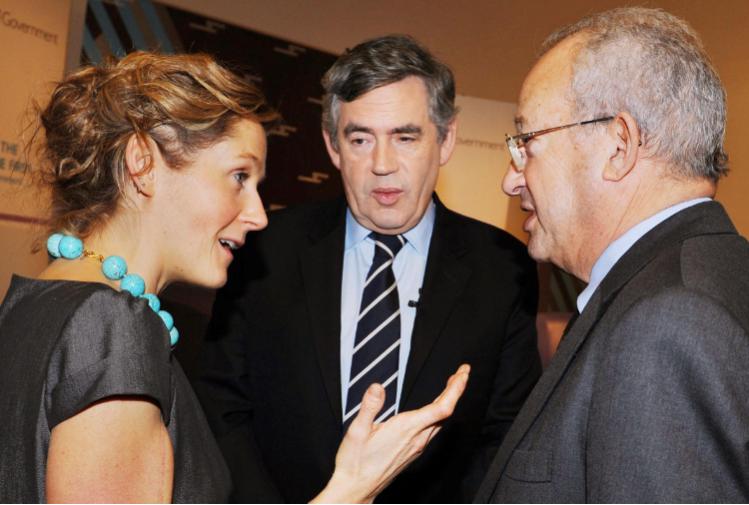 Former PM Gordon Brown with Lord Sainsbury (Credit: PA Images / Alamy Stock Photo)