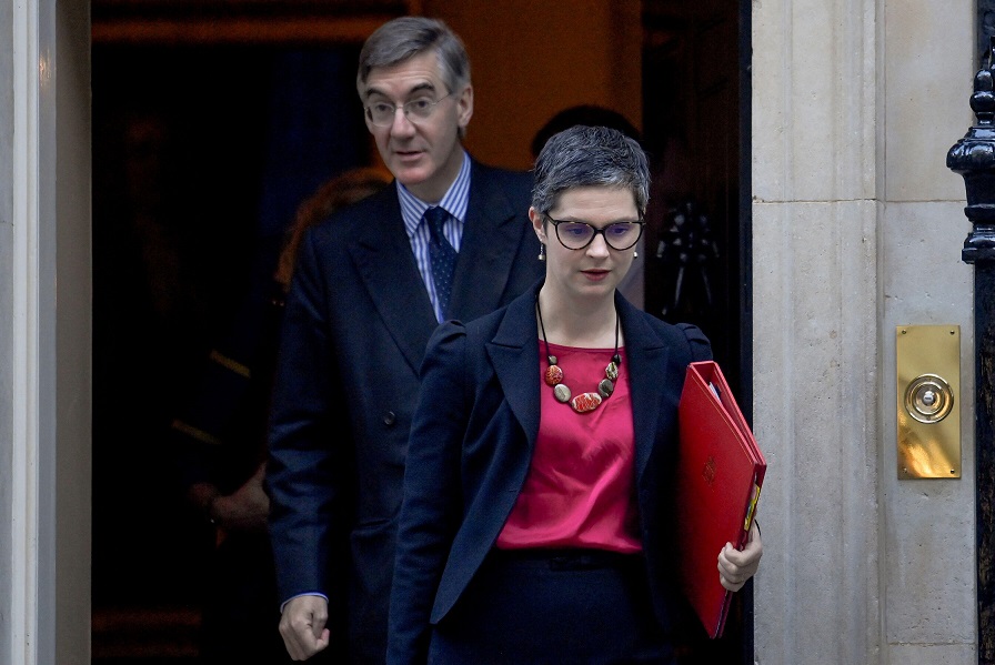 Chloe Smith and Jacob Rees-Mogg leaving Number 10