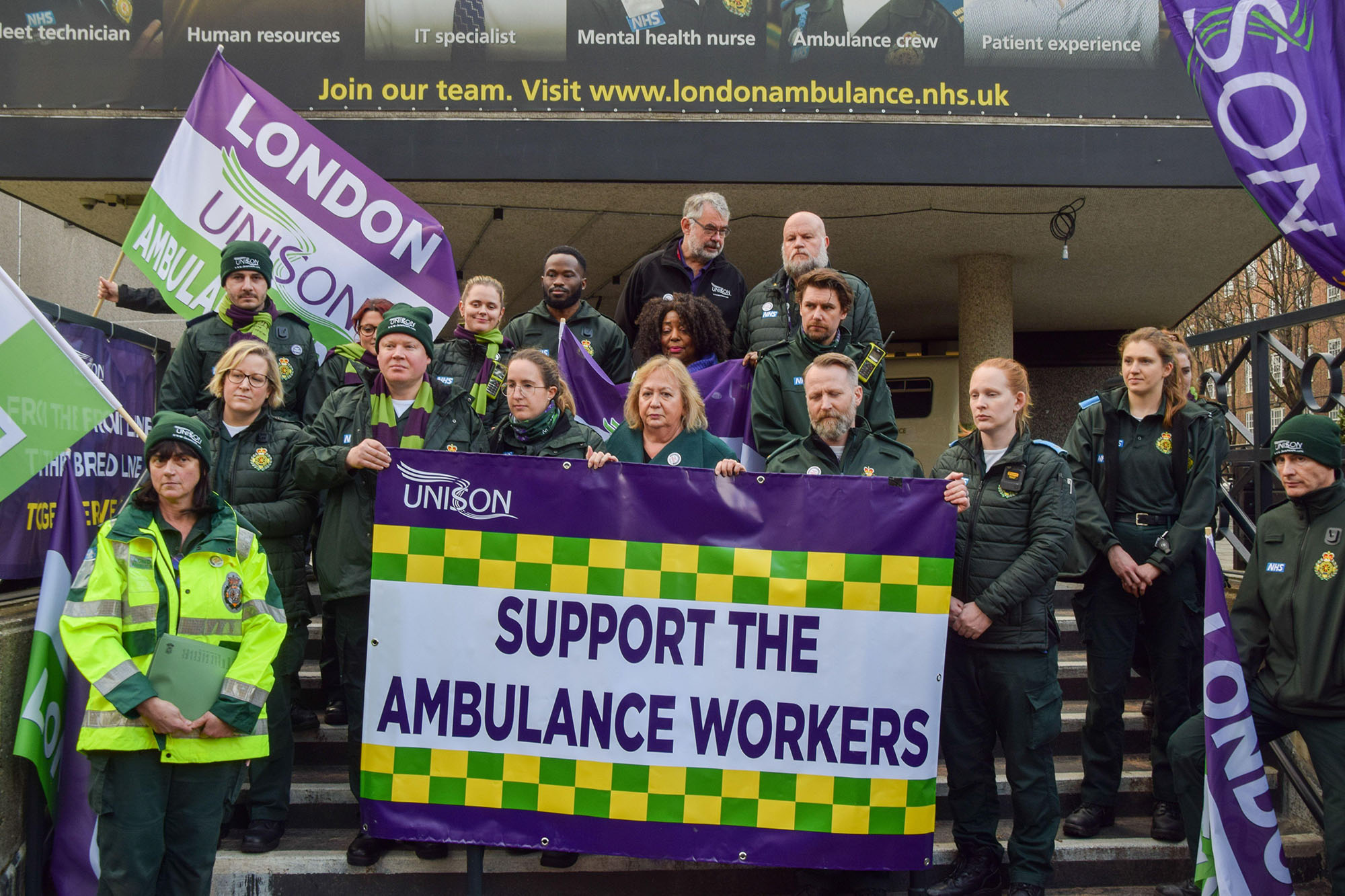 Ambulance workers on strike