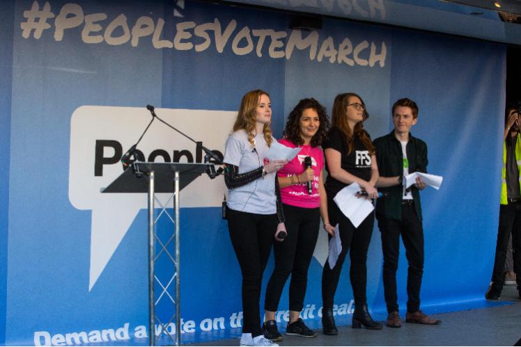 Young people at People’s Vote March for the Future rally in Parliament Square (Credit: Mark Kerrison / Alamy Stock Photo)