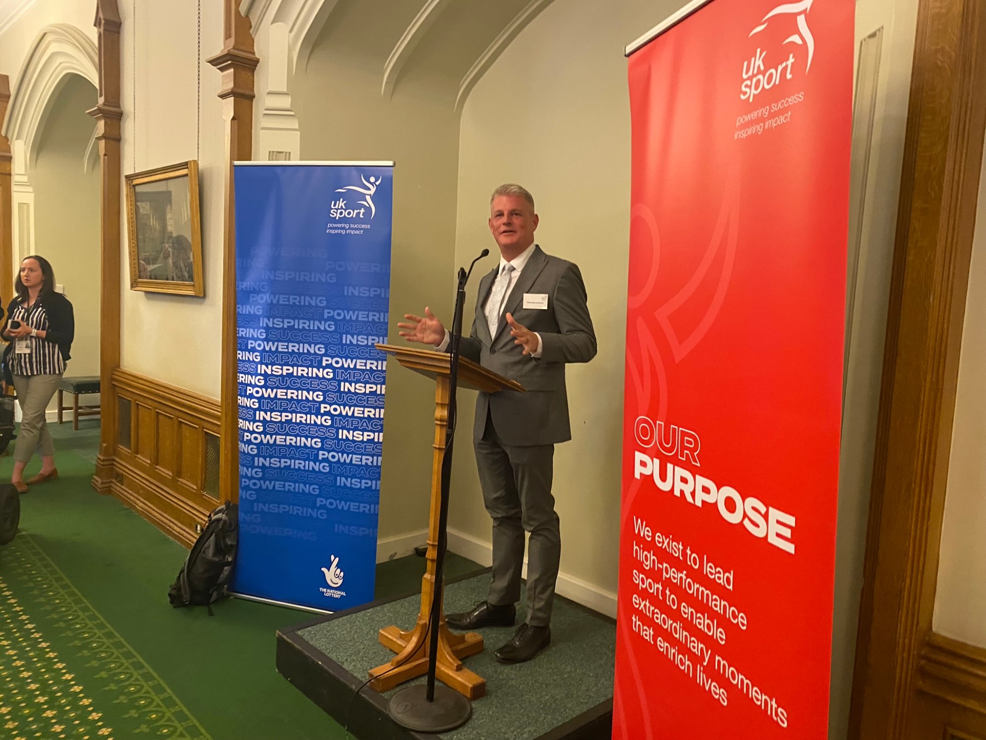 Minister for Sport, Stuart Andrew MP, speaking at the reception