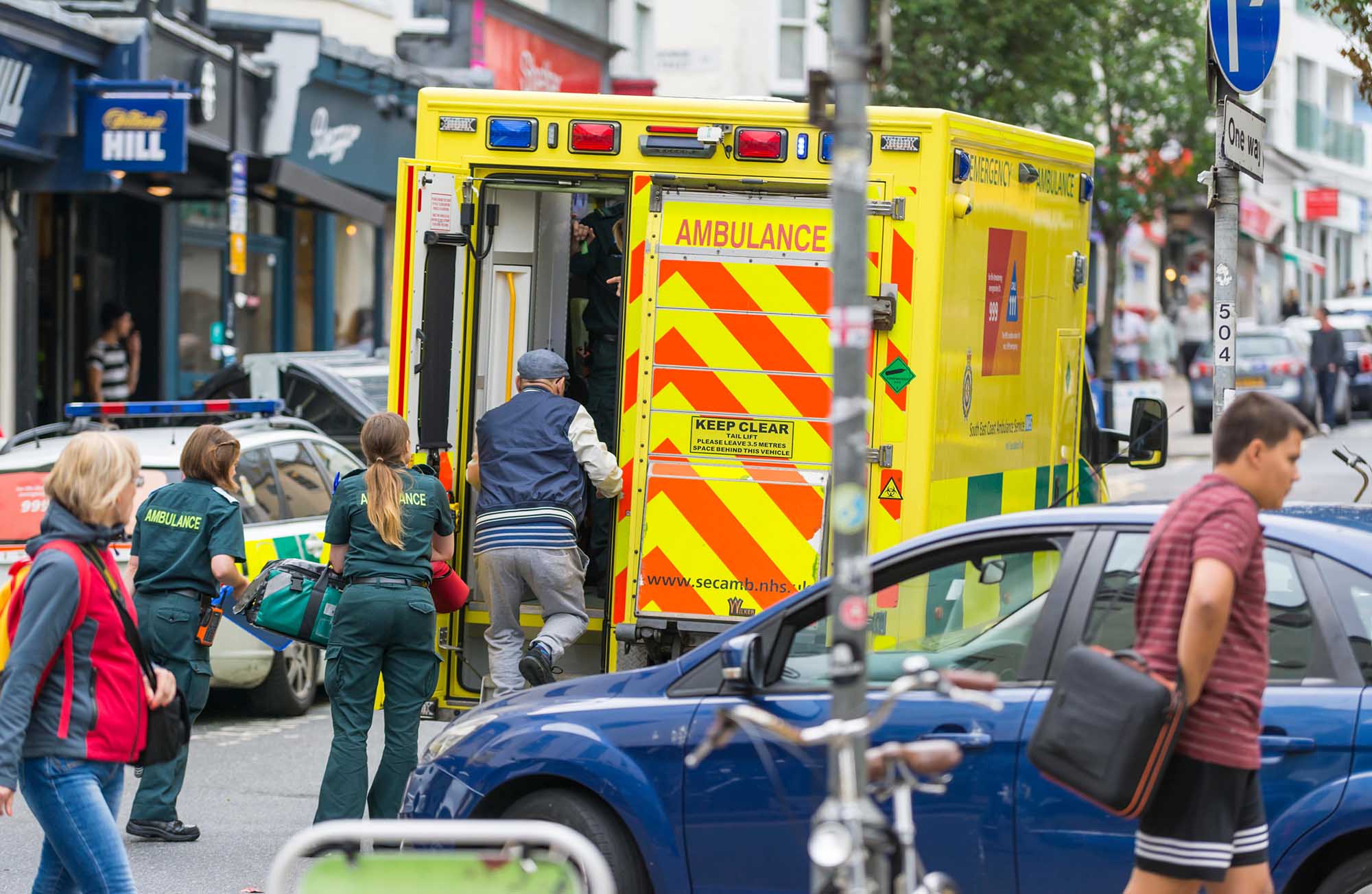 Patient entering ambulance