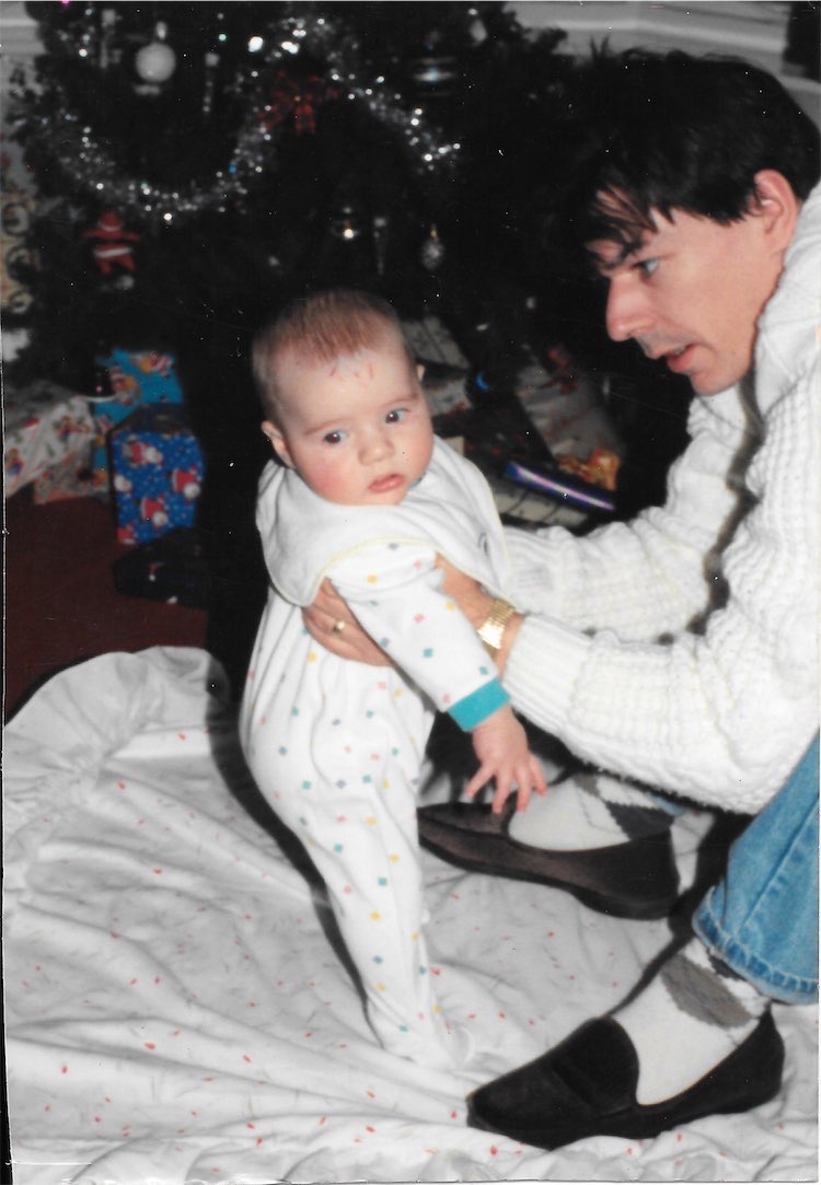 Jason Evans, then aged 4, with his father