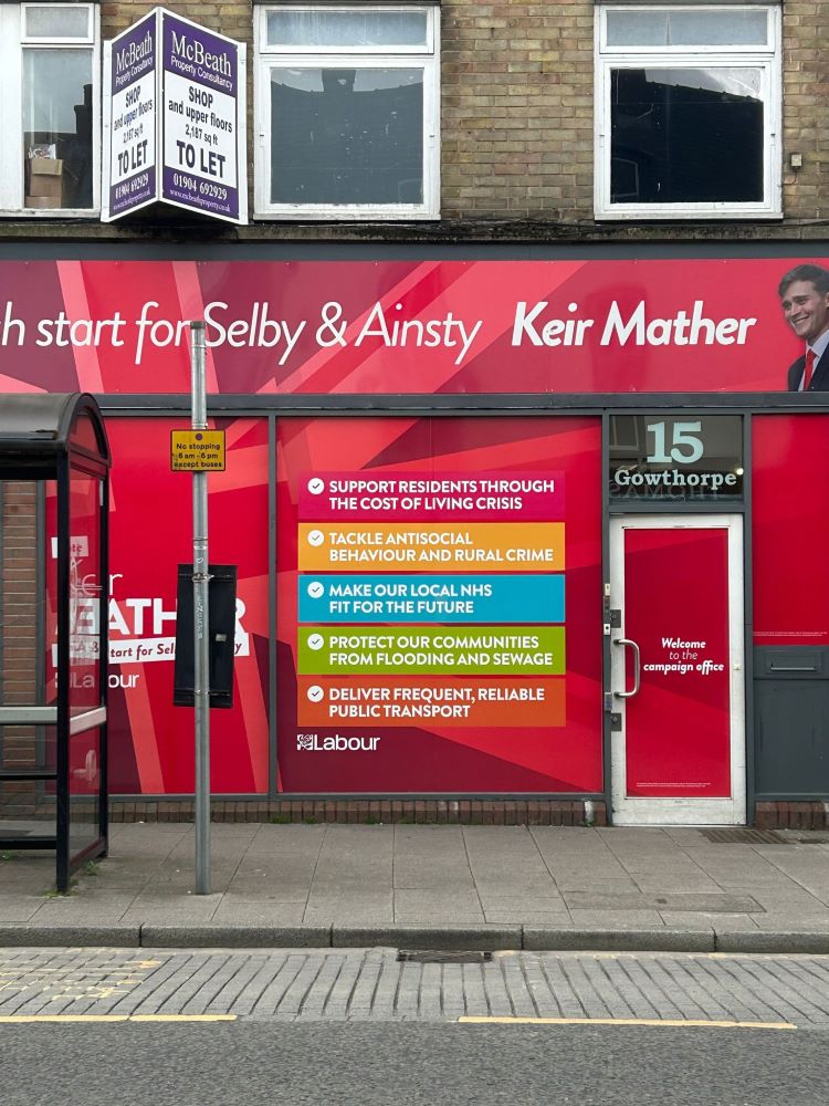 Keir Mather's campaign office in Selby