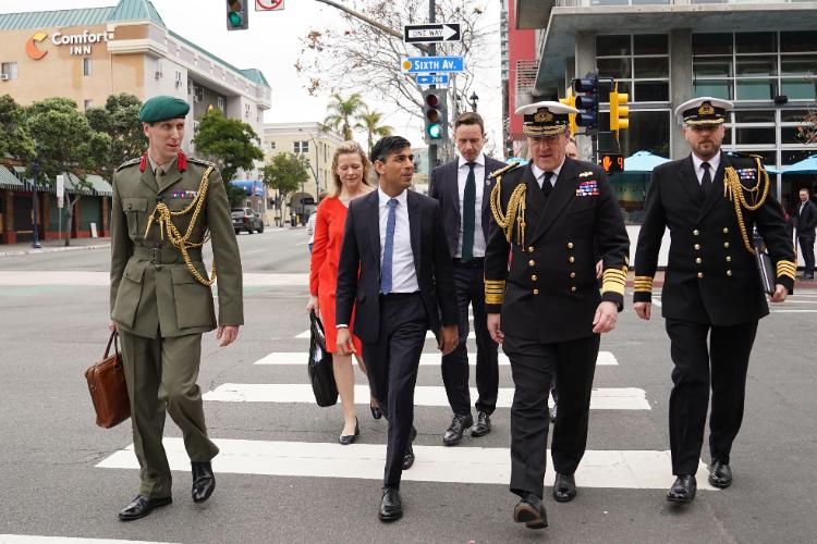 Prime Minister Rishi Sunak with the First Sea Lord Admiral Sir Ben Key (Credit: PA Images / Alamy Stock Photo) 