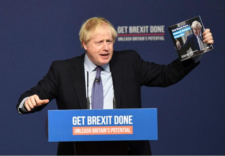 Boris Johnson's 'Get Brexit Done' slogan (Credit: Imago / Alamy Stock Photo)
