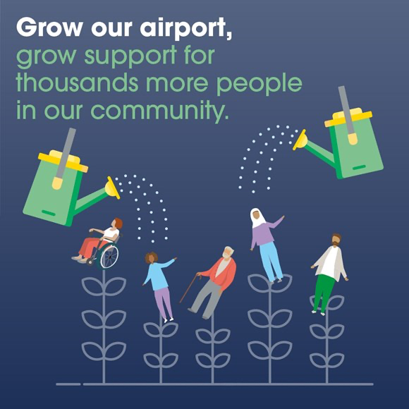 Grow our airport graphic
