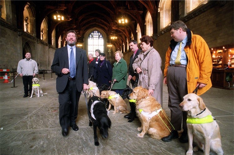 David Blunkett with Guide Dogs For the Blind Association in March 2001
