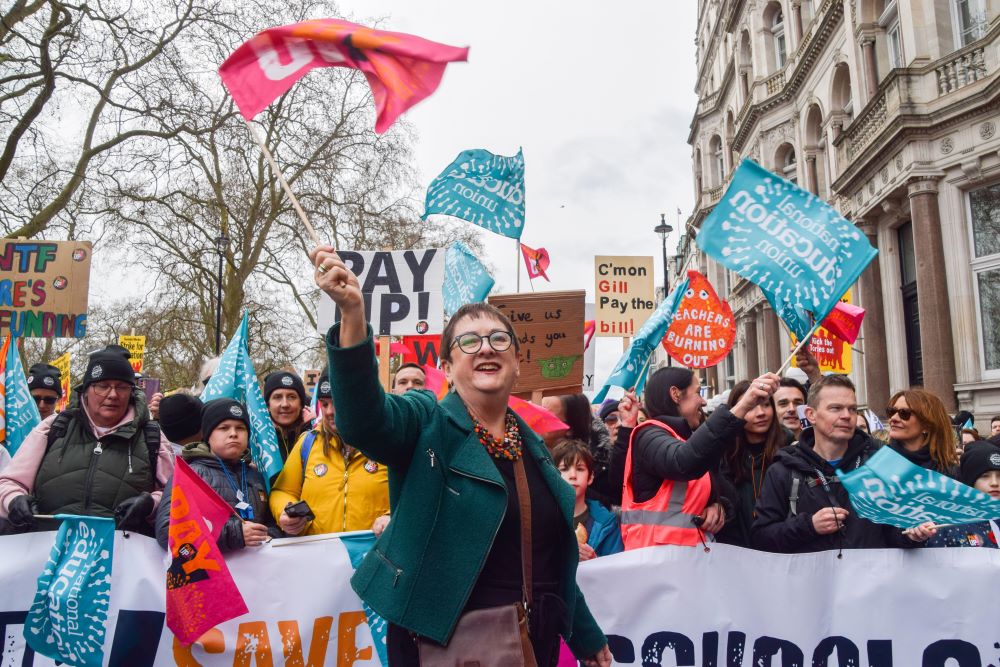 Mary Bousted on a strike march