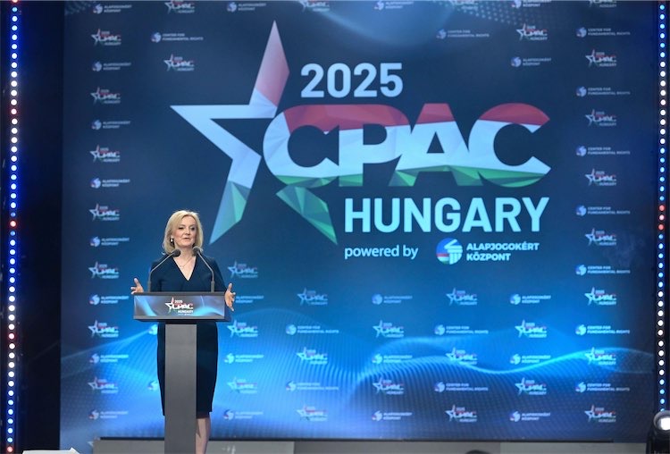 Liz Truss, former PM of the United Kingdom, delivers a speech on the second day of the Conservative Political Action Conference (CPAC) Hungary in Budapest, Hungary, Friday, May 30, 2025
