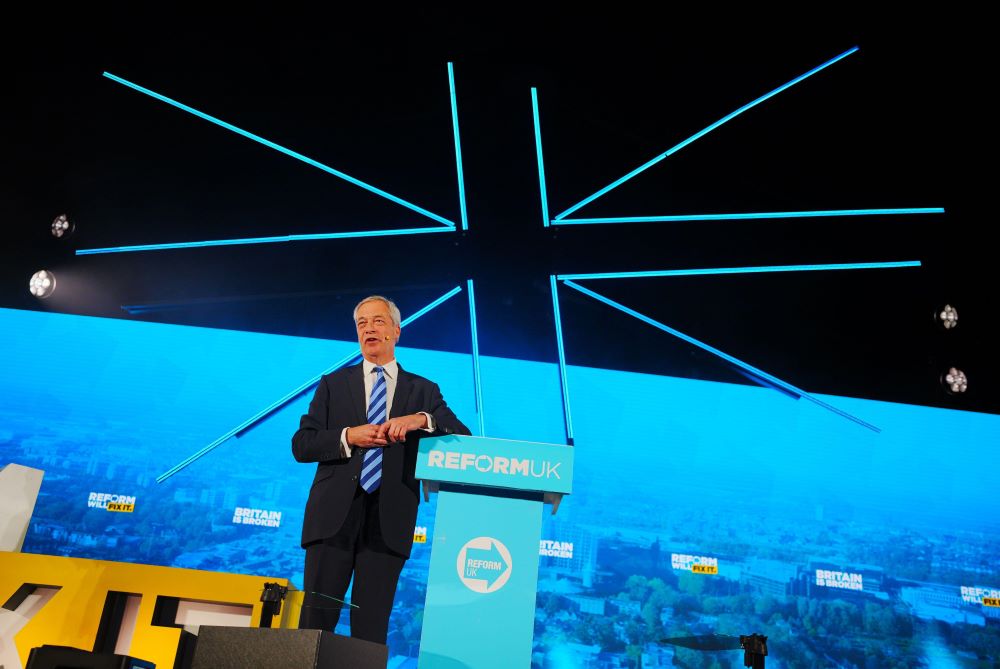 Nigel Farage on stage