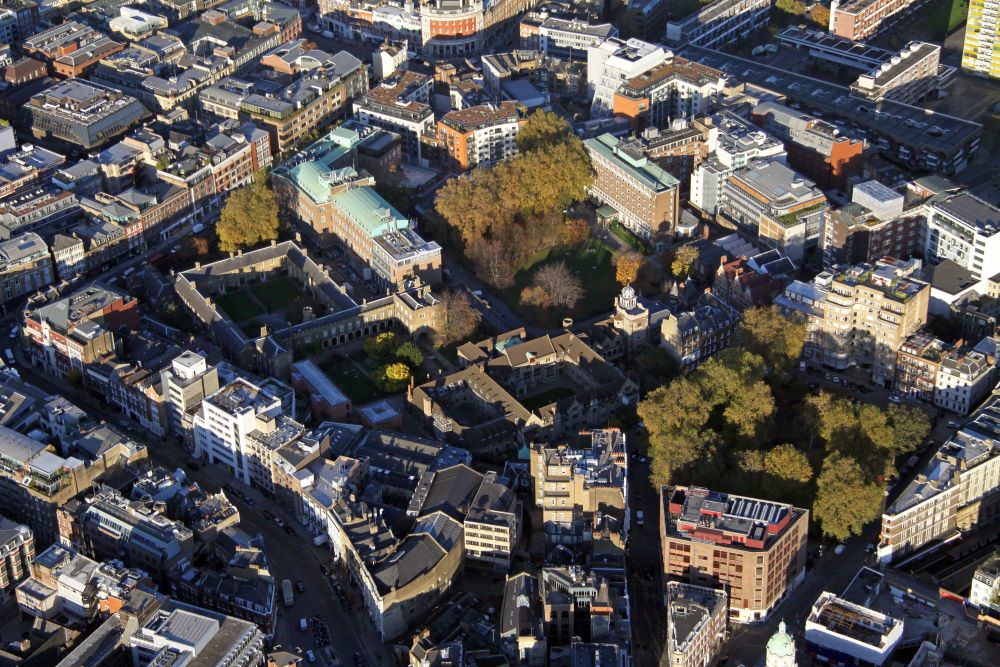 aerial view of Queen Mary University of London, Charterhouse Campus