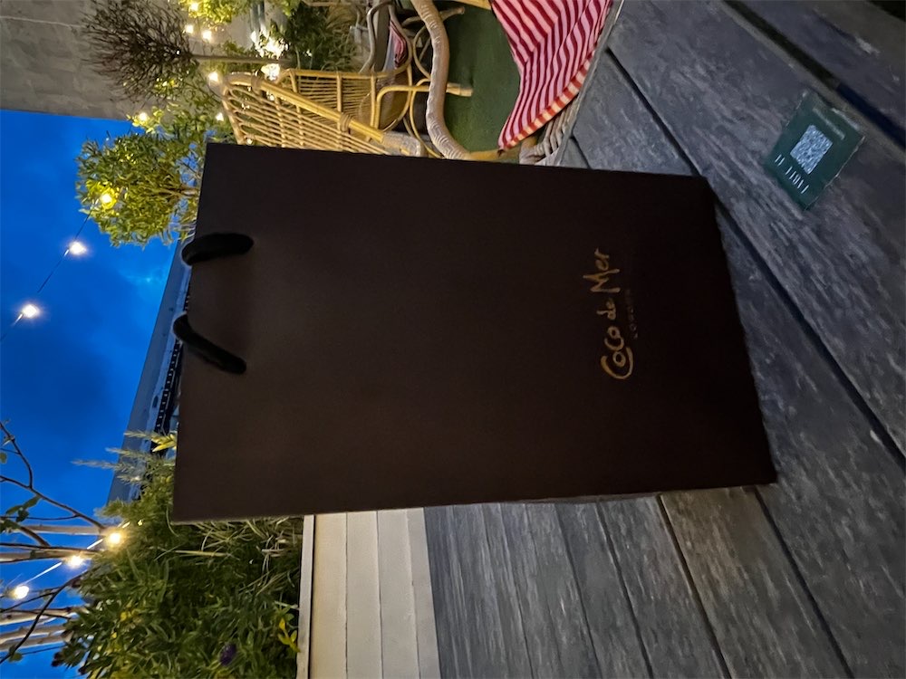 Goodie bag from Coco de Mer